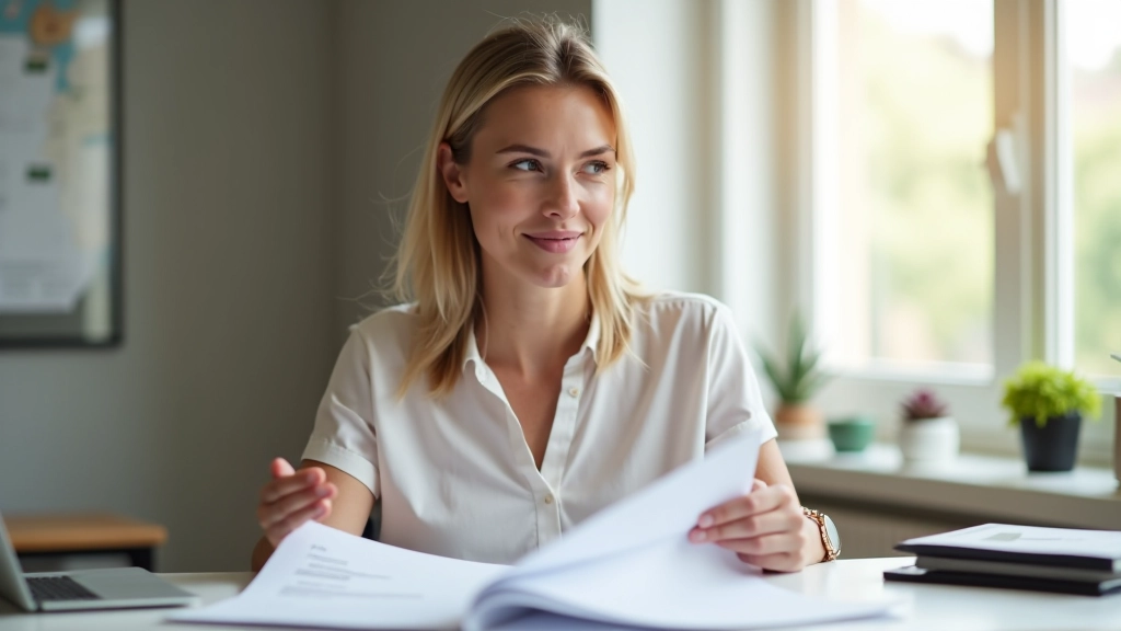 Personne qui réfléchit avec frustration en regardant ses relevés bancaires sur un bureau